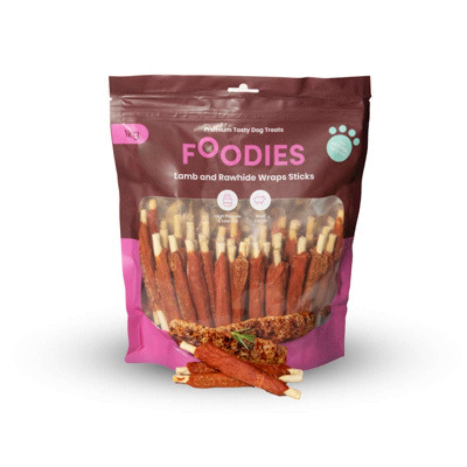 חטיף FOODIES מקלות לעיסה כבש ועור בקר, 1 ק"ג חטיפים לכלבים 032 FOODIES