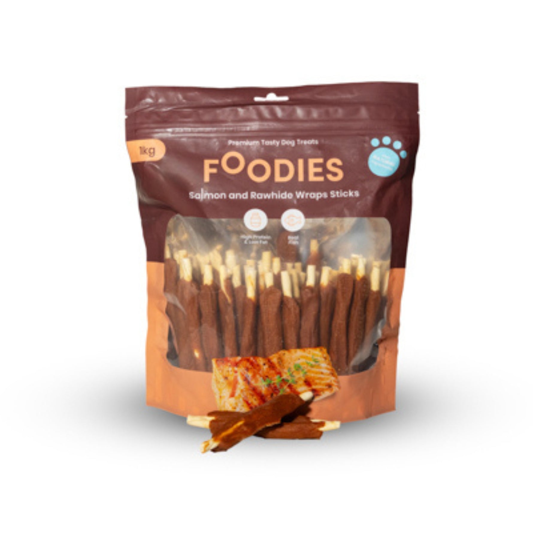 חטיף FOODIES מקלות לעיסה סלמון ועור בקר, 1 ק"ג חטיפים לכלבים 033_50111a7a-1e10-41dc-8e23-82b2ddb1e0e0 FOODIES