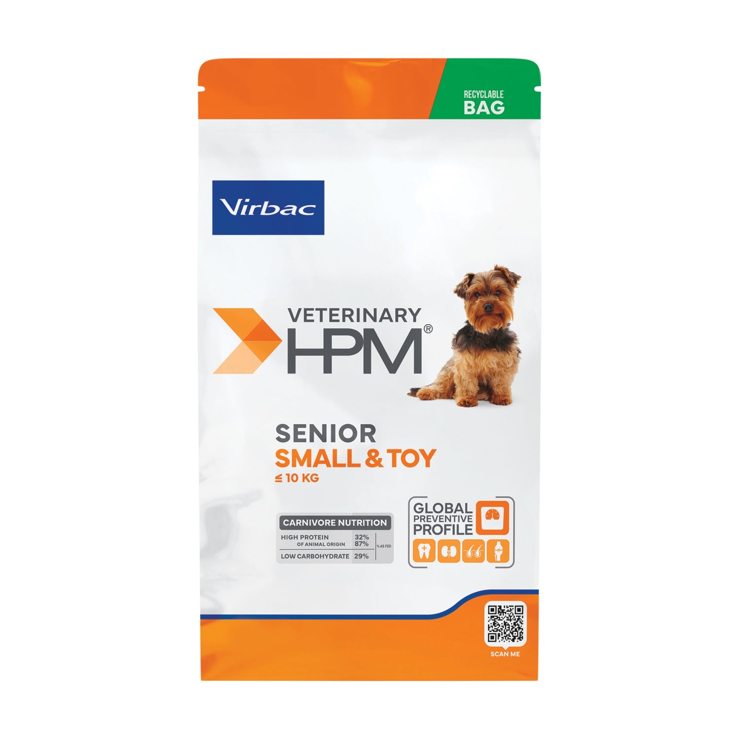 Virbac Veterinary HPM Senior Small &amp Toy – מזון יבש לכלבים מבוגרים מגזע קטן וזעיר 12 ק״ג
