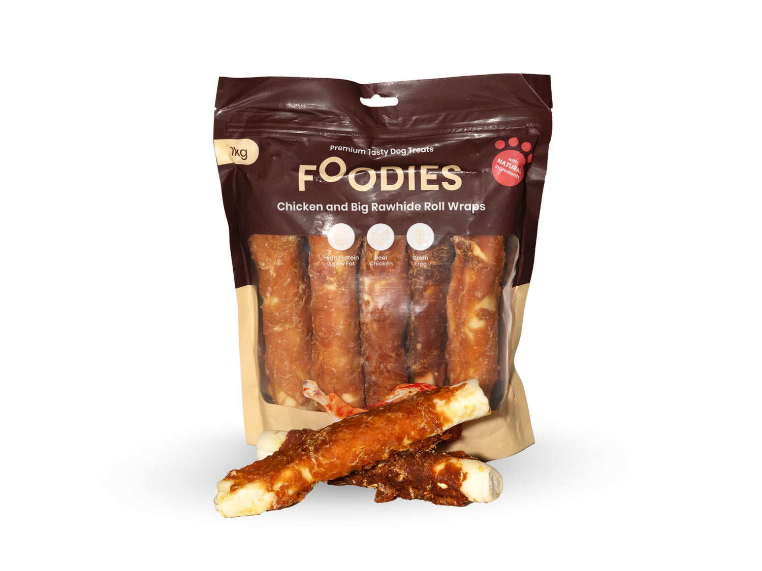 חטיף FOODIES גלילת עוף ועור בקר ג'מבו 1 ק"ג