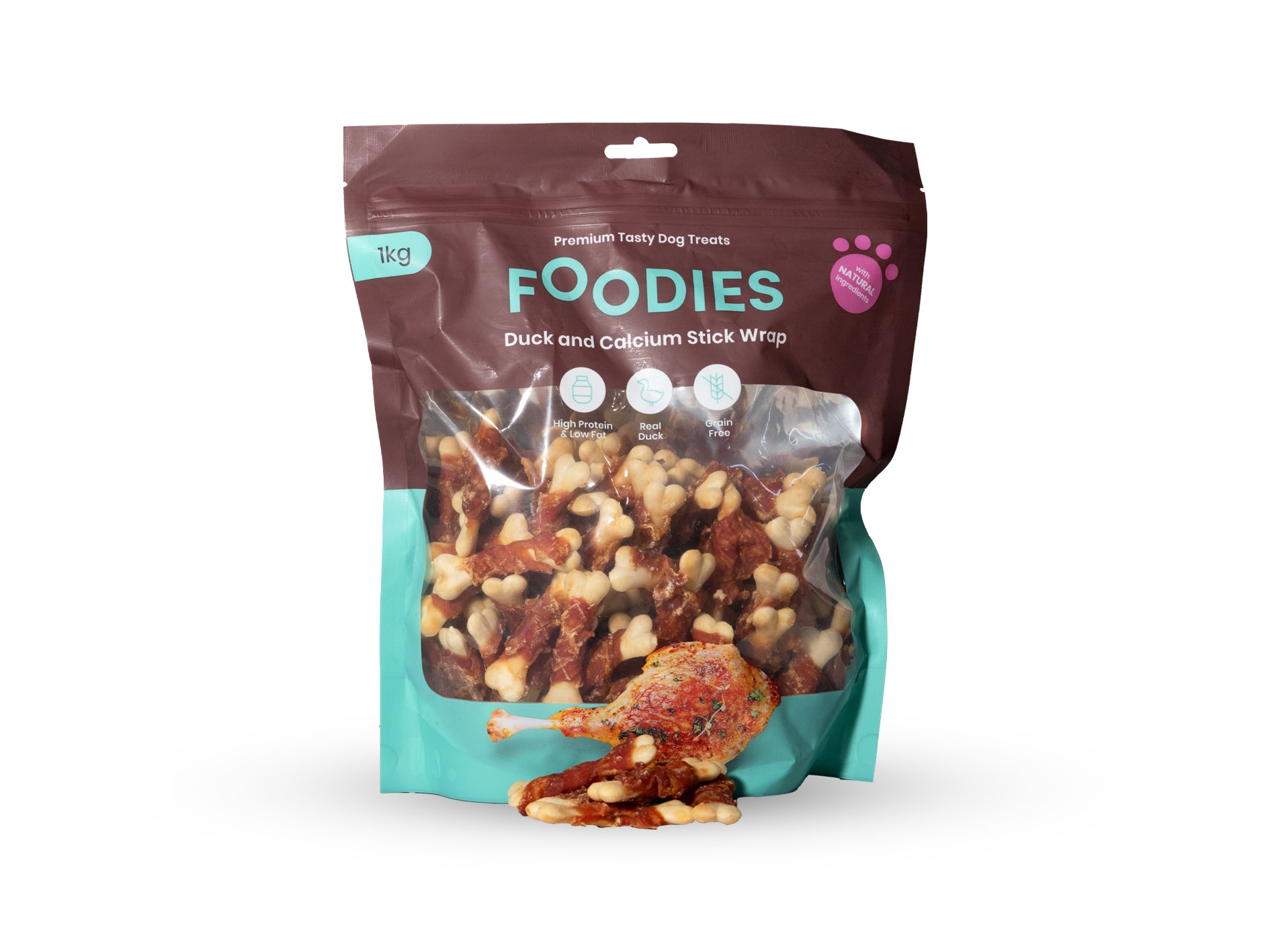 חטיף FOODIES גלילת ברווז עם עצם סידן 1 ק"ג