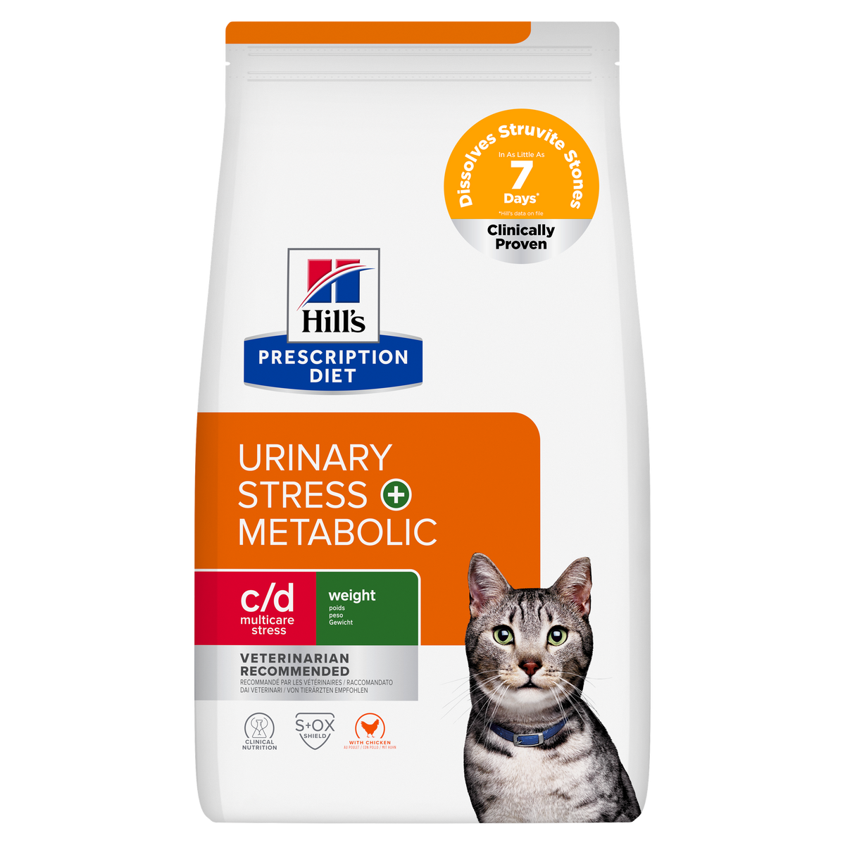 הילס Prescription Diet c/d Multicare Stress + Metabolic לחתולים – דרכי השתן ומשקל 8 ק״ג