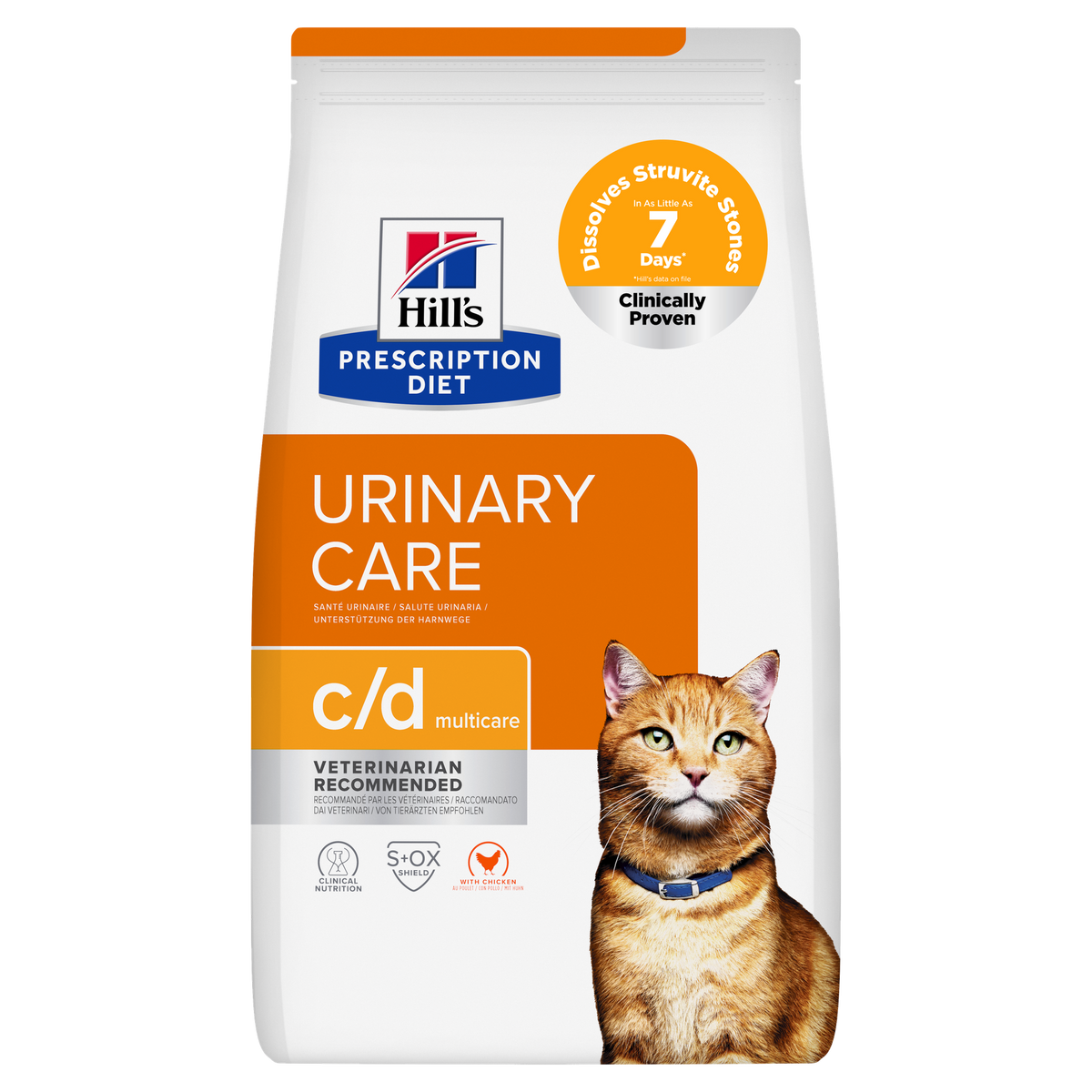 הילס Prescription Diet c/d Multicare לחתולים בטעם עוף – בריאות דרכי השתן 8 ק״ג