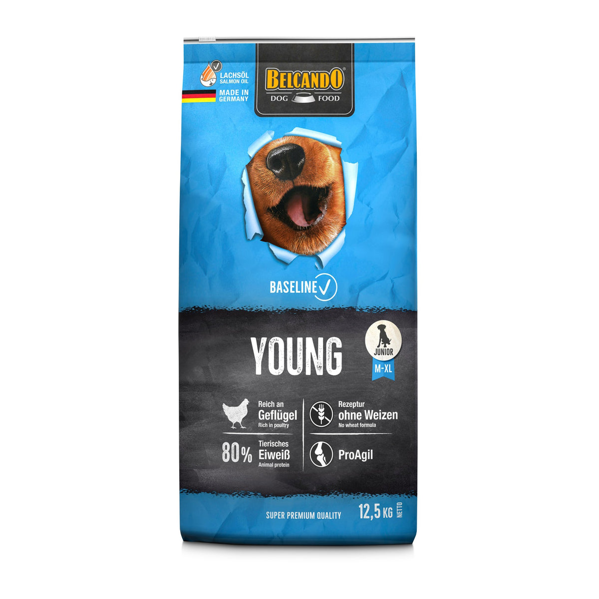 מזון יבש איכותי לכלבים צעירים ומתבגרים Belcando Baseline Young 12.5 ק״ג