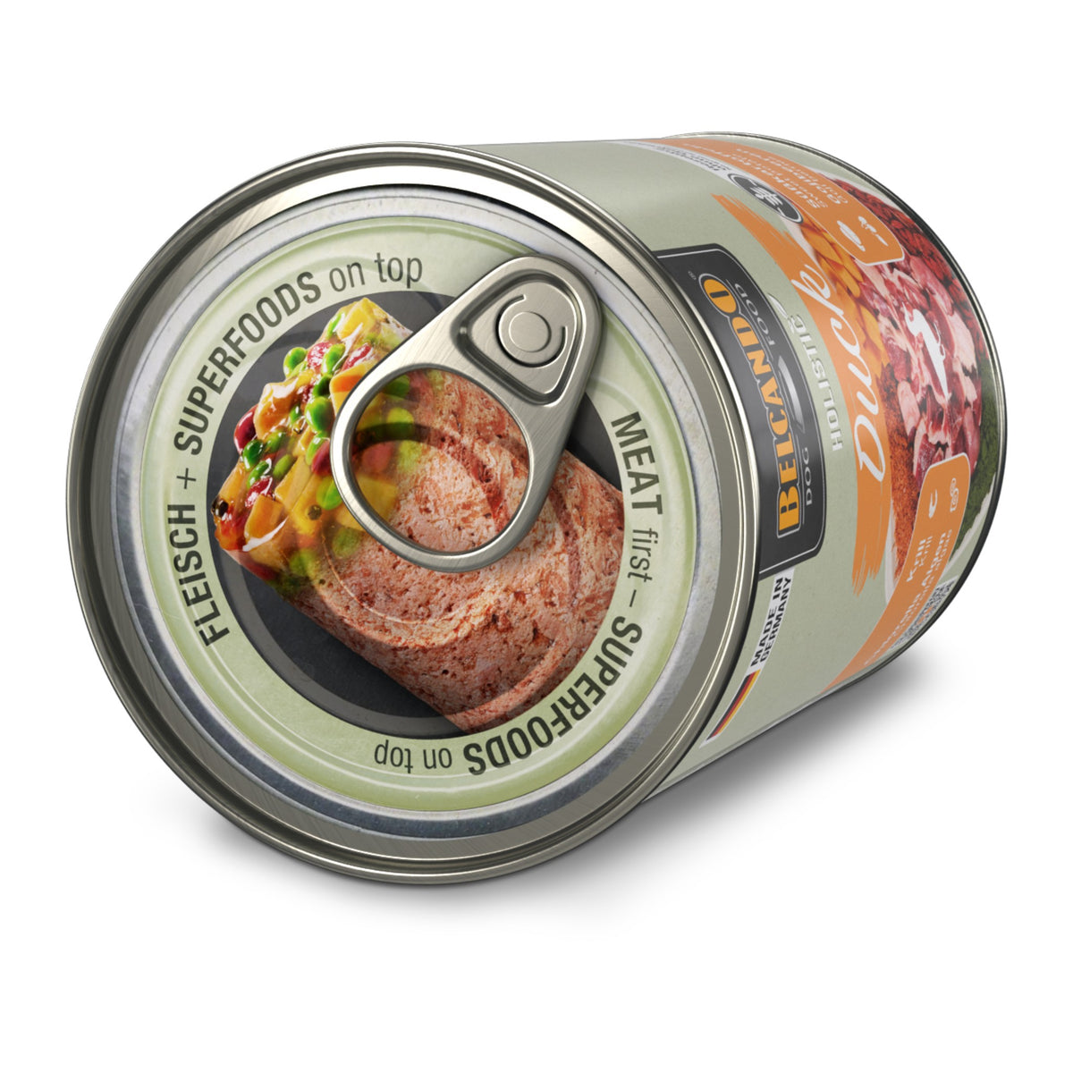 שימורי בלקנדו Belcando Holistic Duck – ברווז ארומטי עם שכבת סופרפוד הוליסטית 400 גרם
