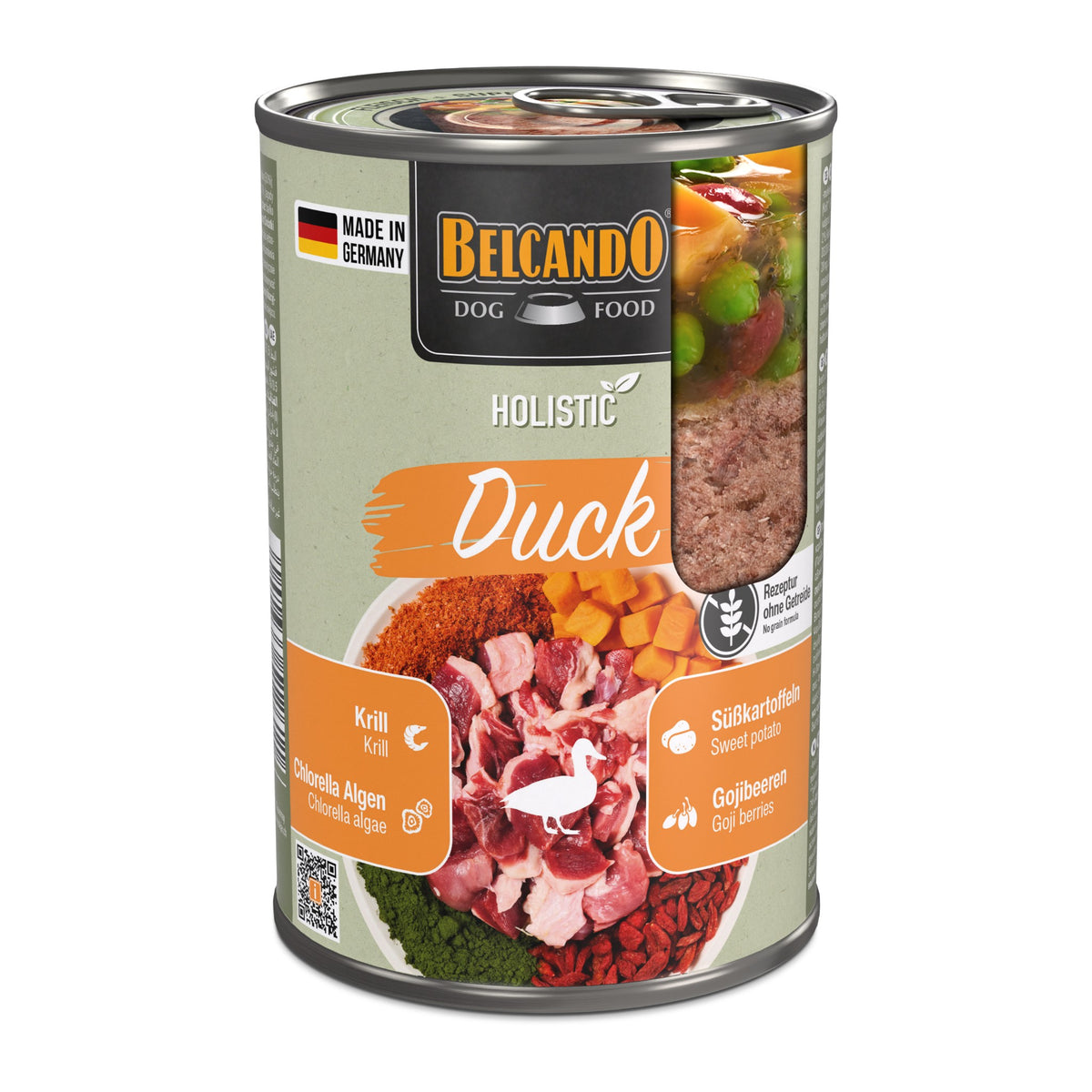 שימורי בלקנדו Belcando Holistic Duck – ברווז ארומטי עם שכבת סופרפוד הוליסטית 400 גרם