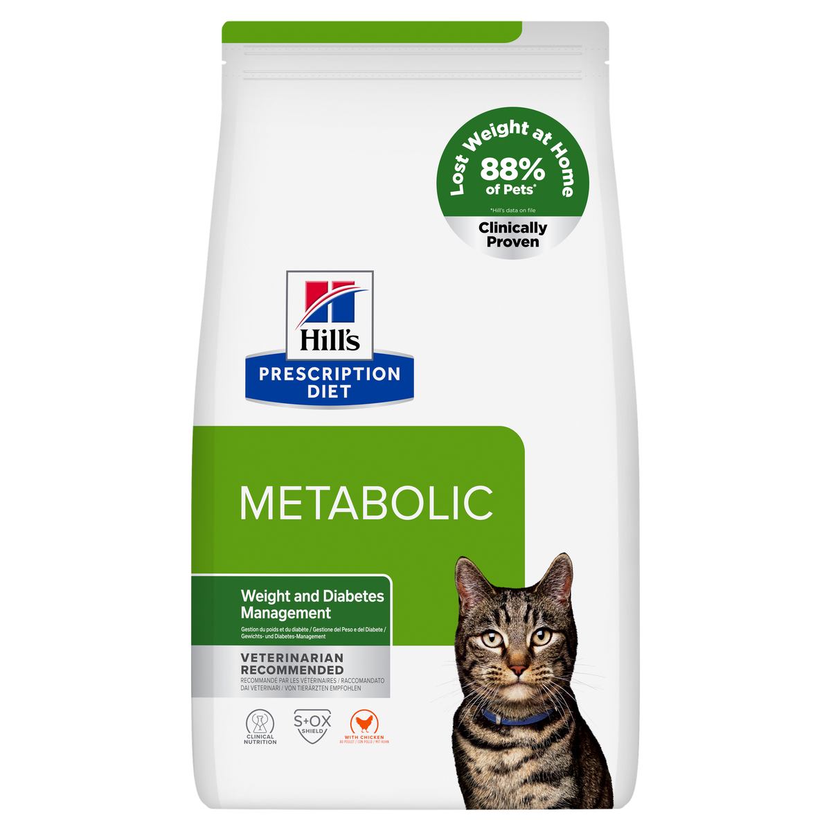 הילס Prescription Diet Metabolic לחתולים בטעם עוף – ניהול משקל 3 ק״ג