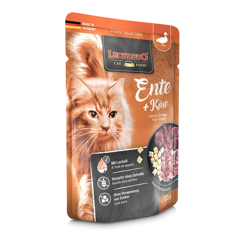 לאונרדו מחית לחתולים ברווז וגבינה 85 גרם