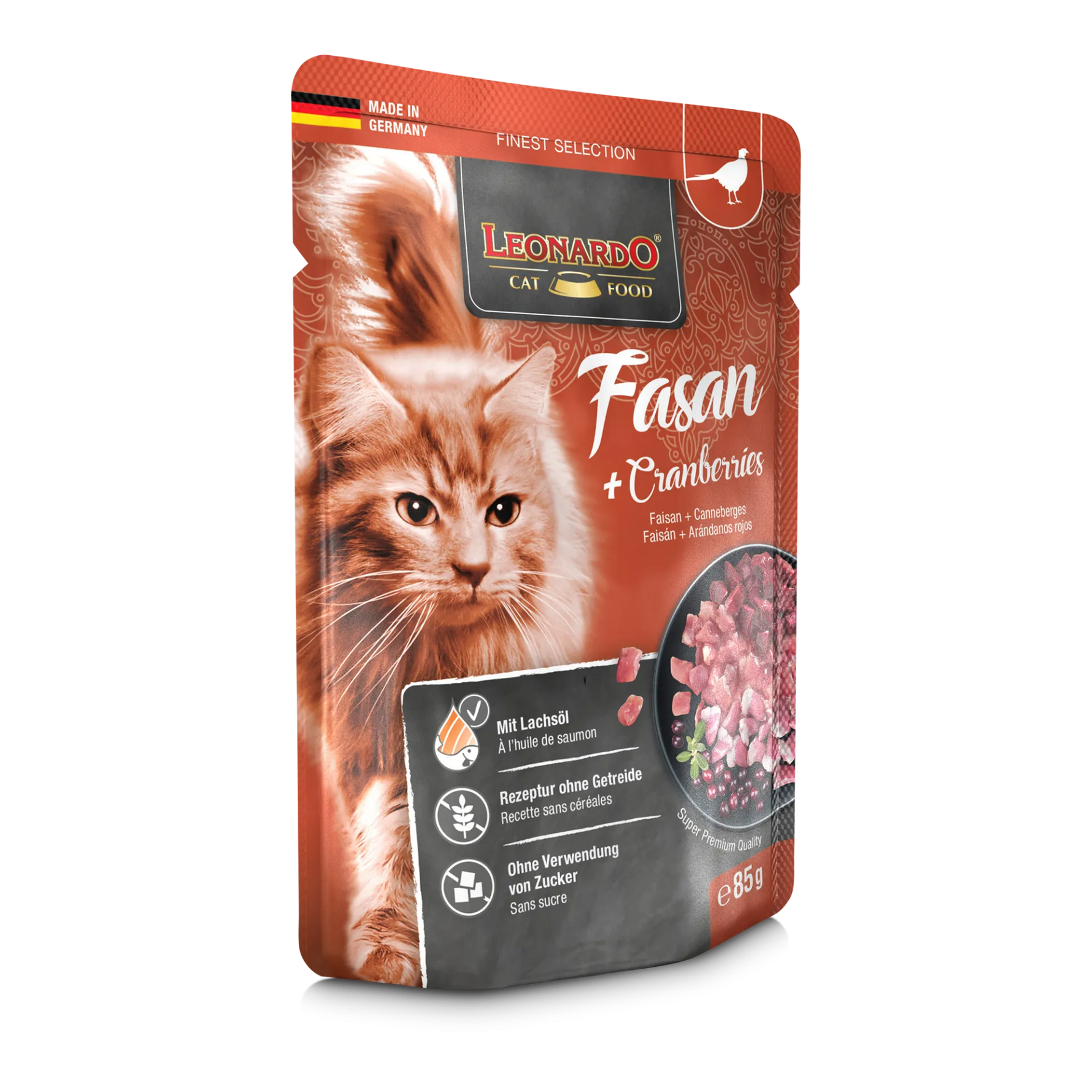 לאונרדו מחית לחתולים פסיון וחמוציות 85 גרם