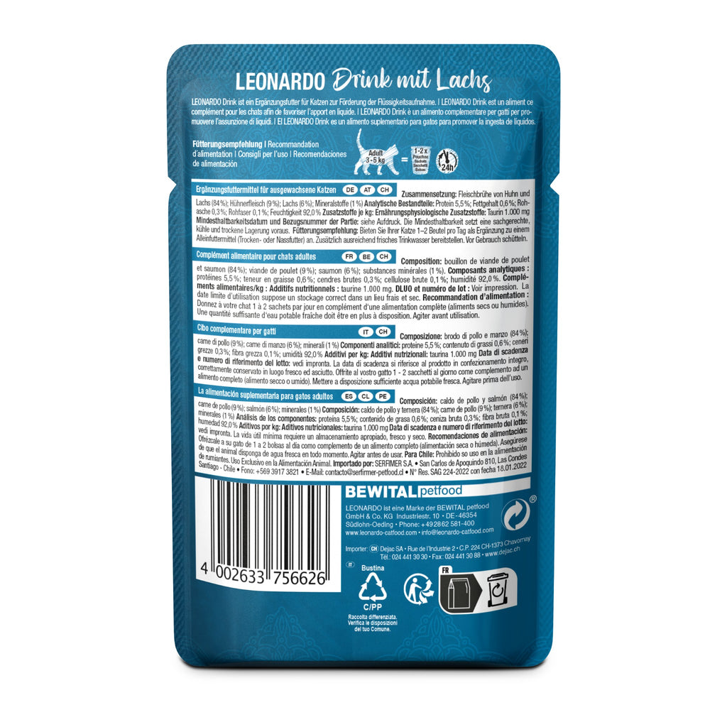 משקה סלמון לחתולים Leonardo Drink Care