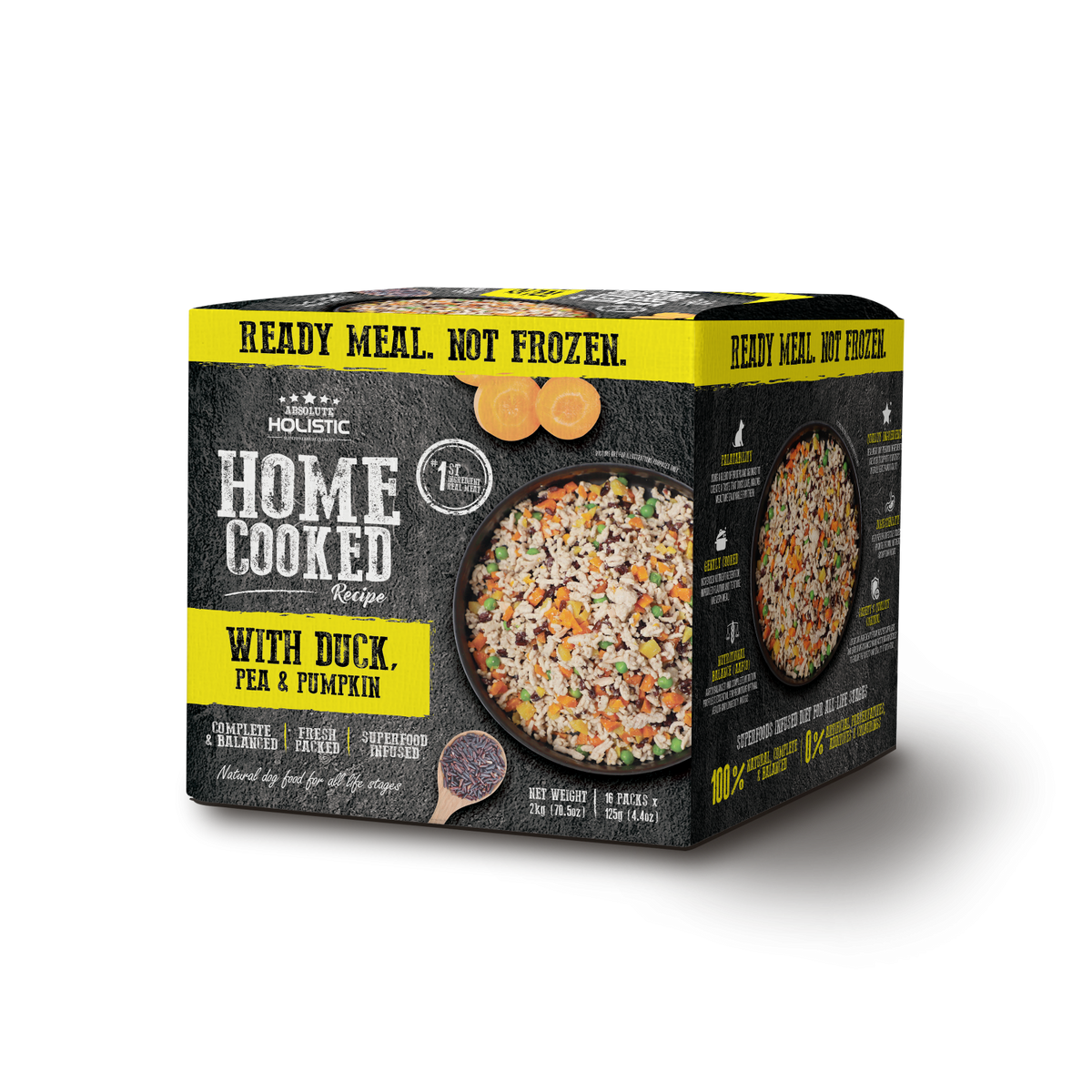 מזון טבעי לכלבים Absolute Holistic דג אפונה וברווז 375 גרם