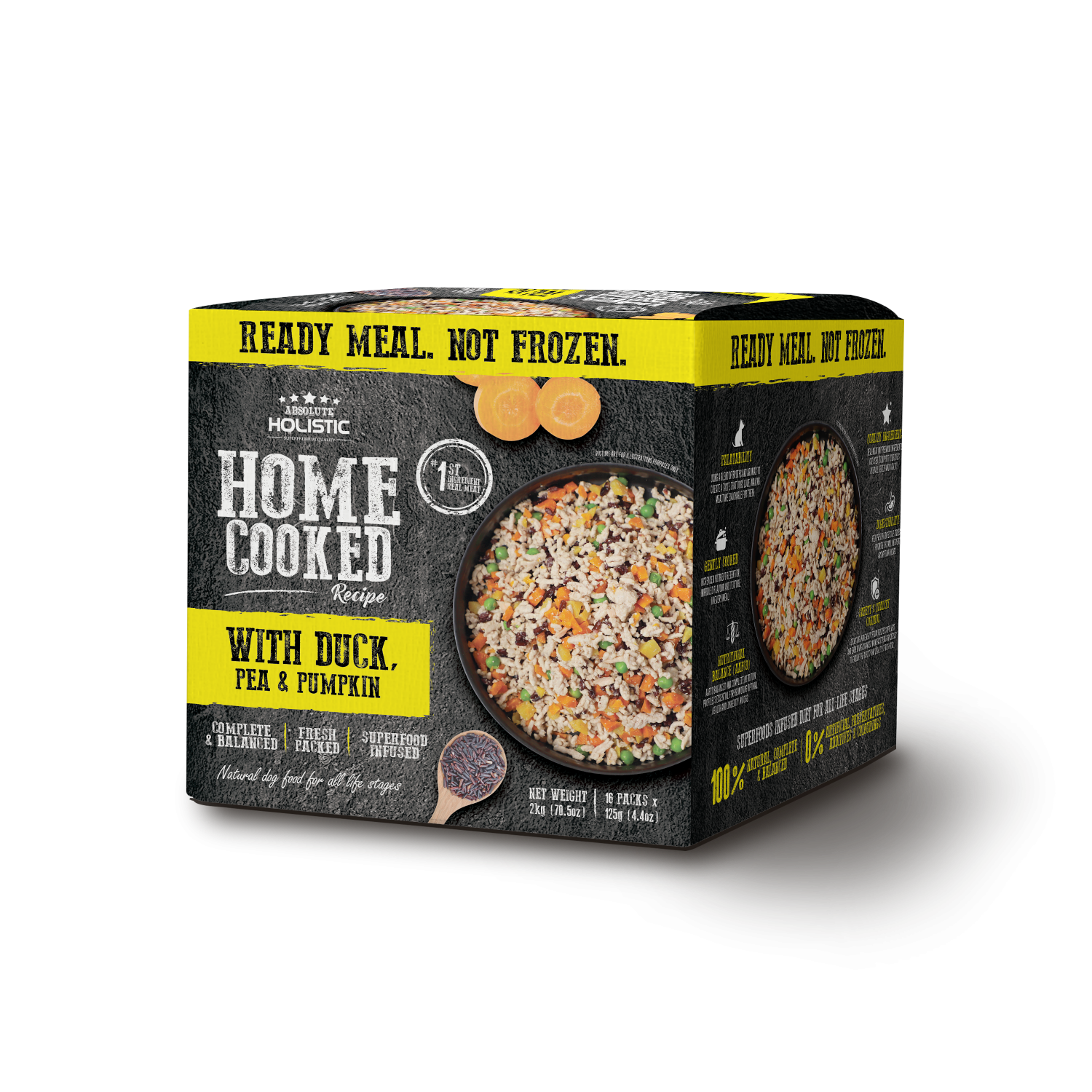 מזון טבעי לכלבים Absolute Holistic דג אפונה וברווז 375 גרם