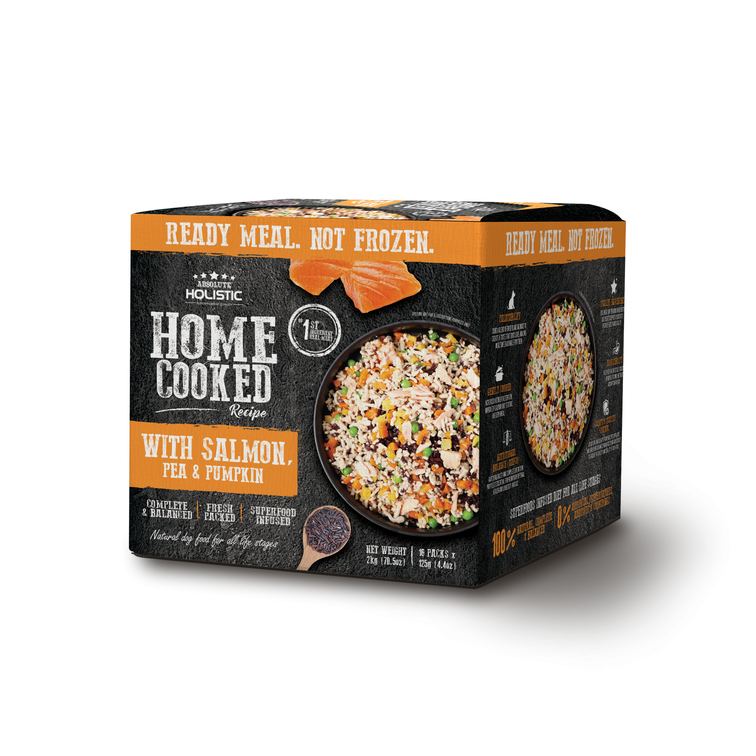 מזון טבעי לכלבים Absolute Holistic סלמון אפונה ודלעת 2 ק’ג