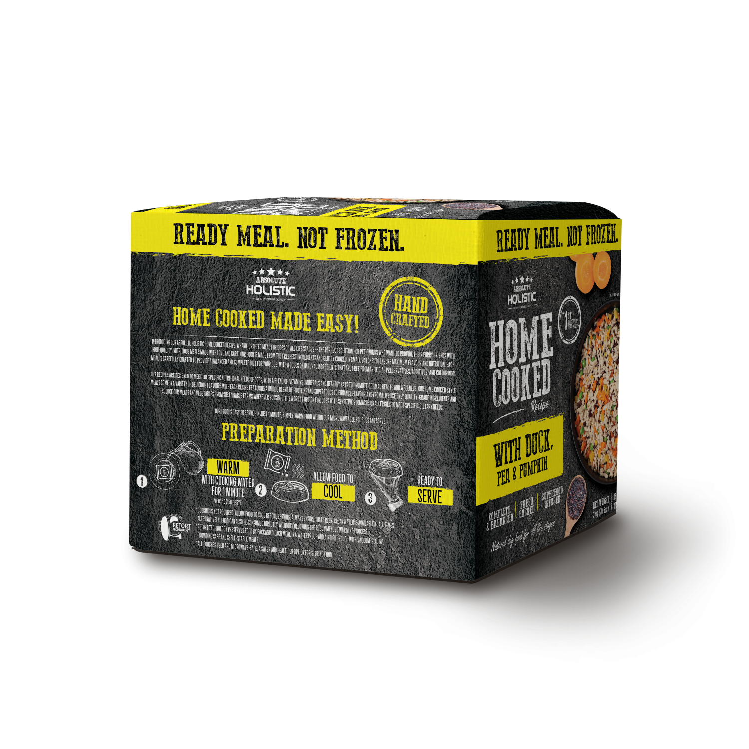 מזון טבעי לכלבים Absolute Holistic דג אפונה וברווז 375 גרם