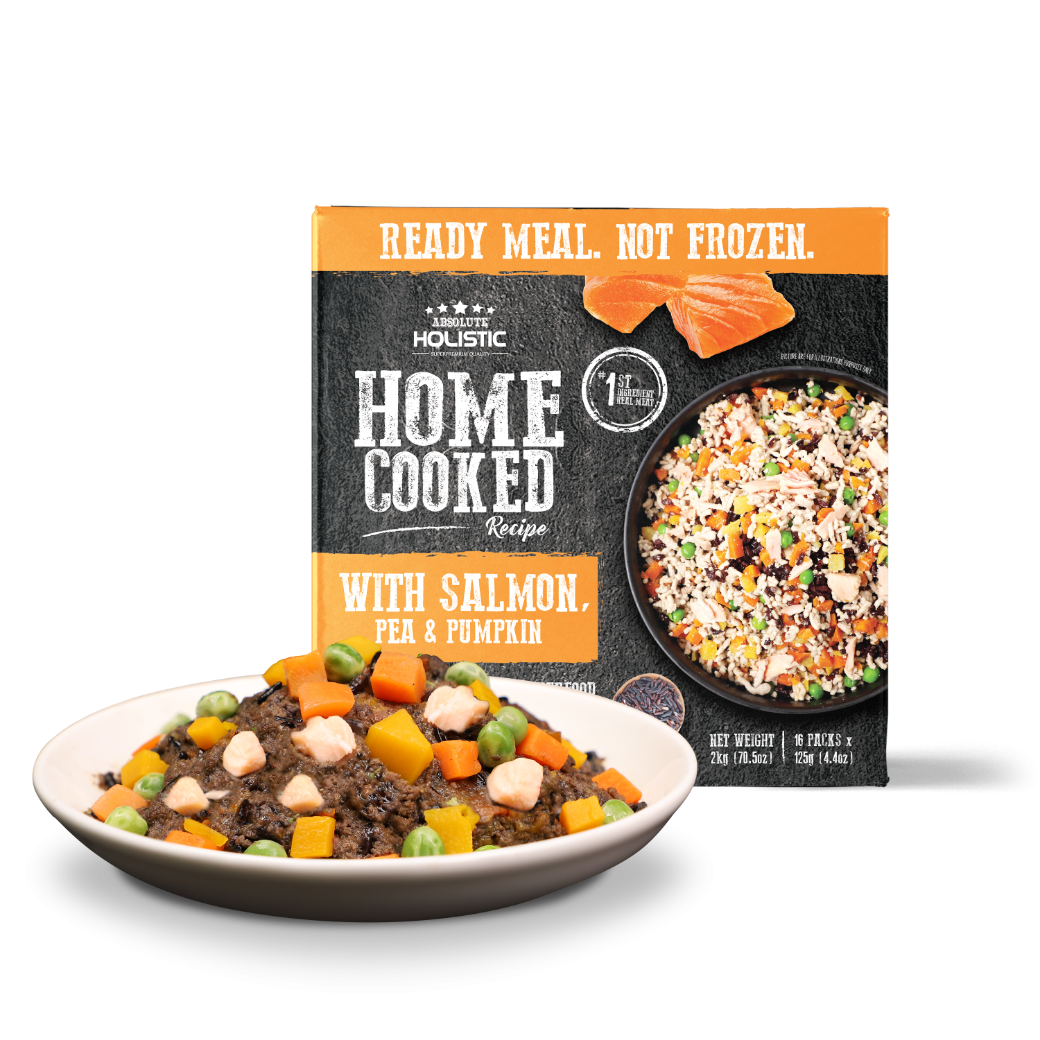 מזון טבעי לכלבים Absolute Holistic סלמון אפונה ודלעת 2 ק’ג