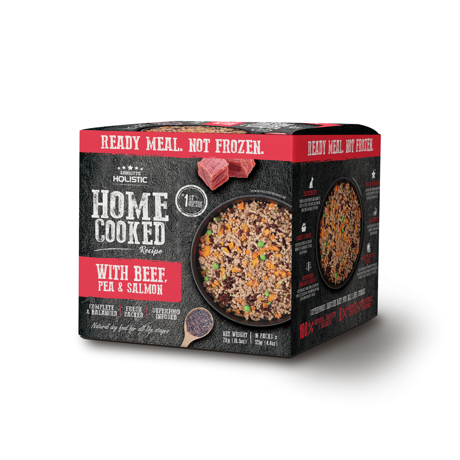 מזון טבעי לכלבים Absolute Holistic בקר אפונה וסלמון 2 ק’ג