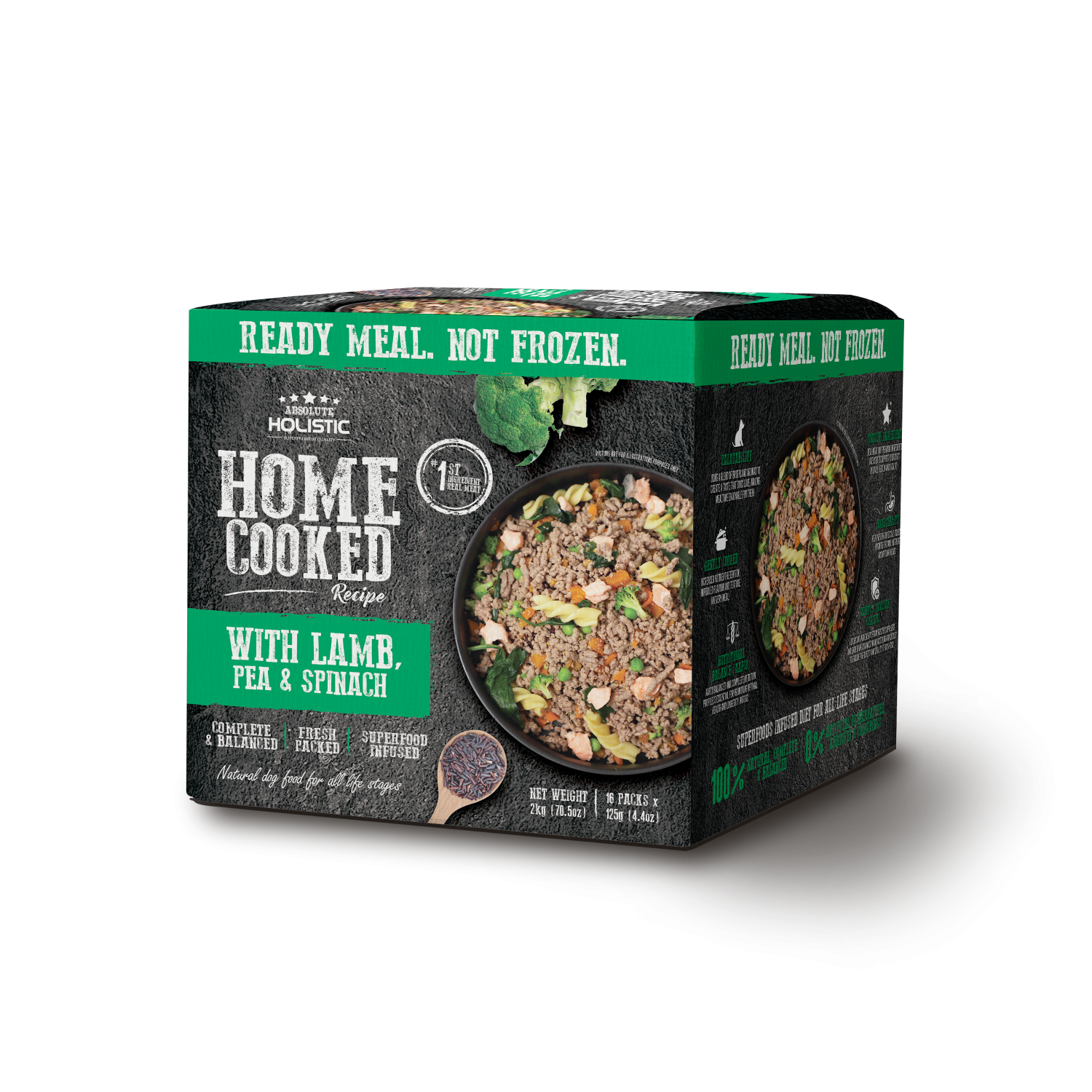 מזון טבעי לכלבים Absolute Holistic כבש אפונה וסלמון 375 גרם