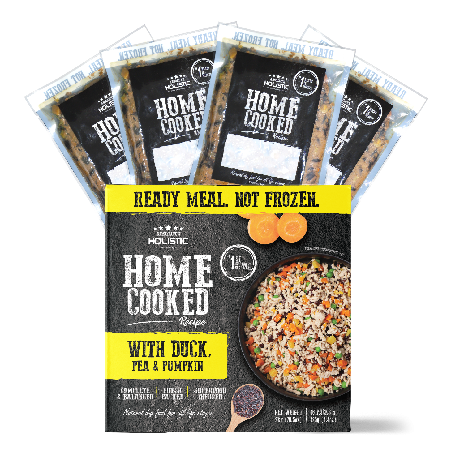 מזון טבעי לכלבים Absolute Holistic דג אפונה וברווז 375 גרם