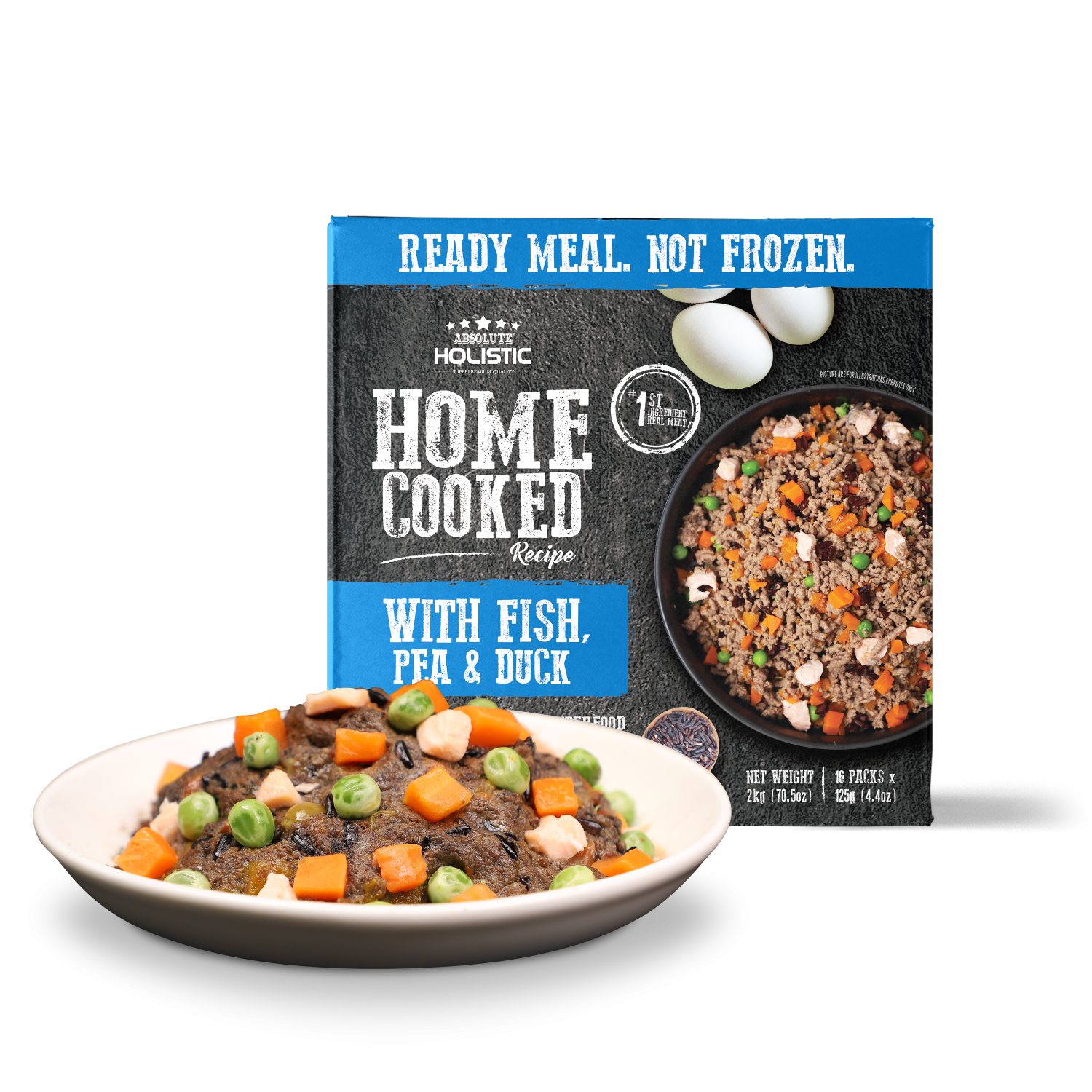 מזון טבעי לכלבים Absolute Holistic ברווז אפונה וסרדין 2 ק’ג