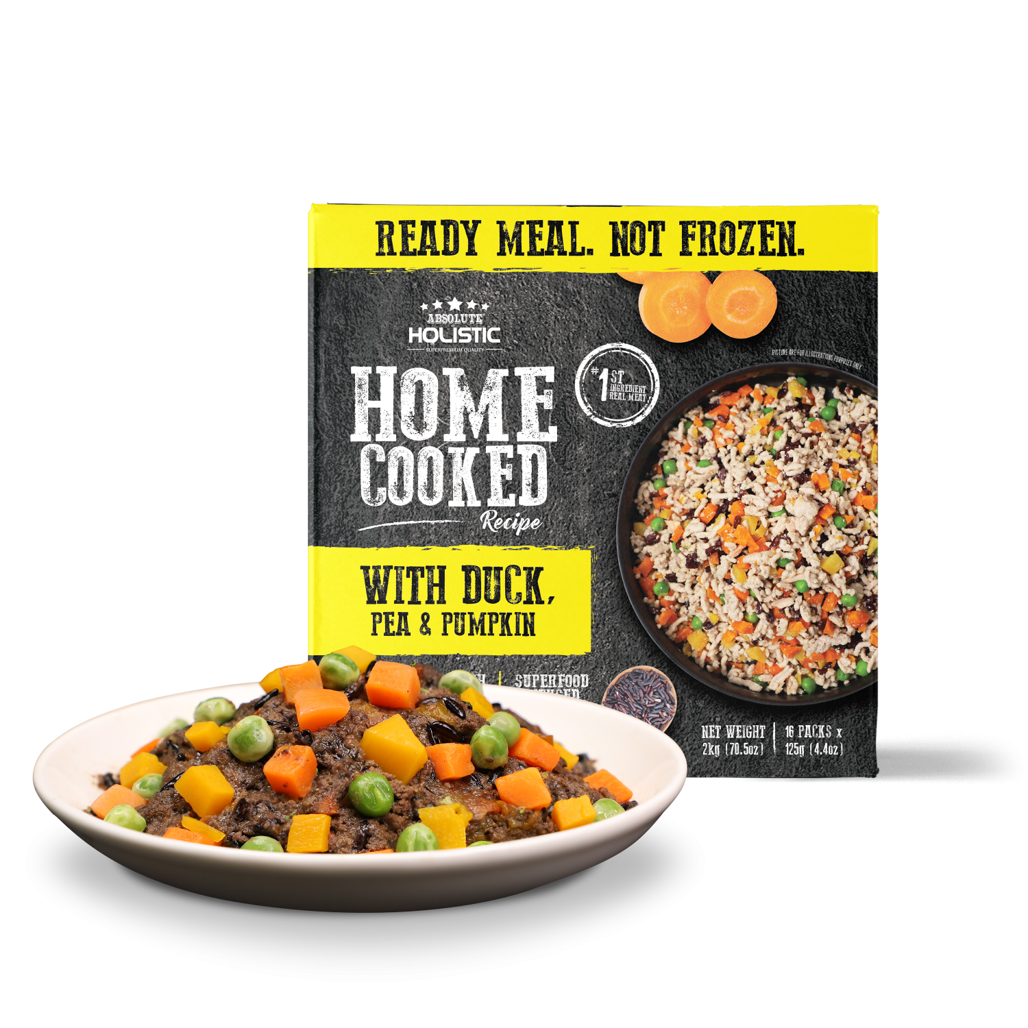 מזון טבעי לכלבים Absolute Holistic דג אפונה וברווז 2 ק’ג