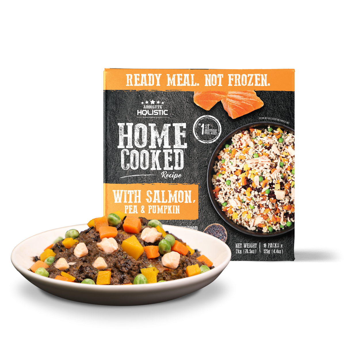 מזון טבעי לכלבים Absolute Holistic סלמון אפונה ודלעת 375 גרם