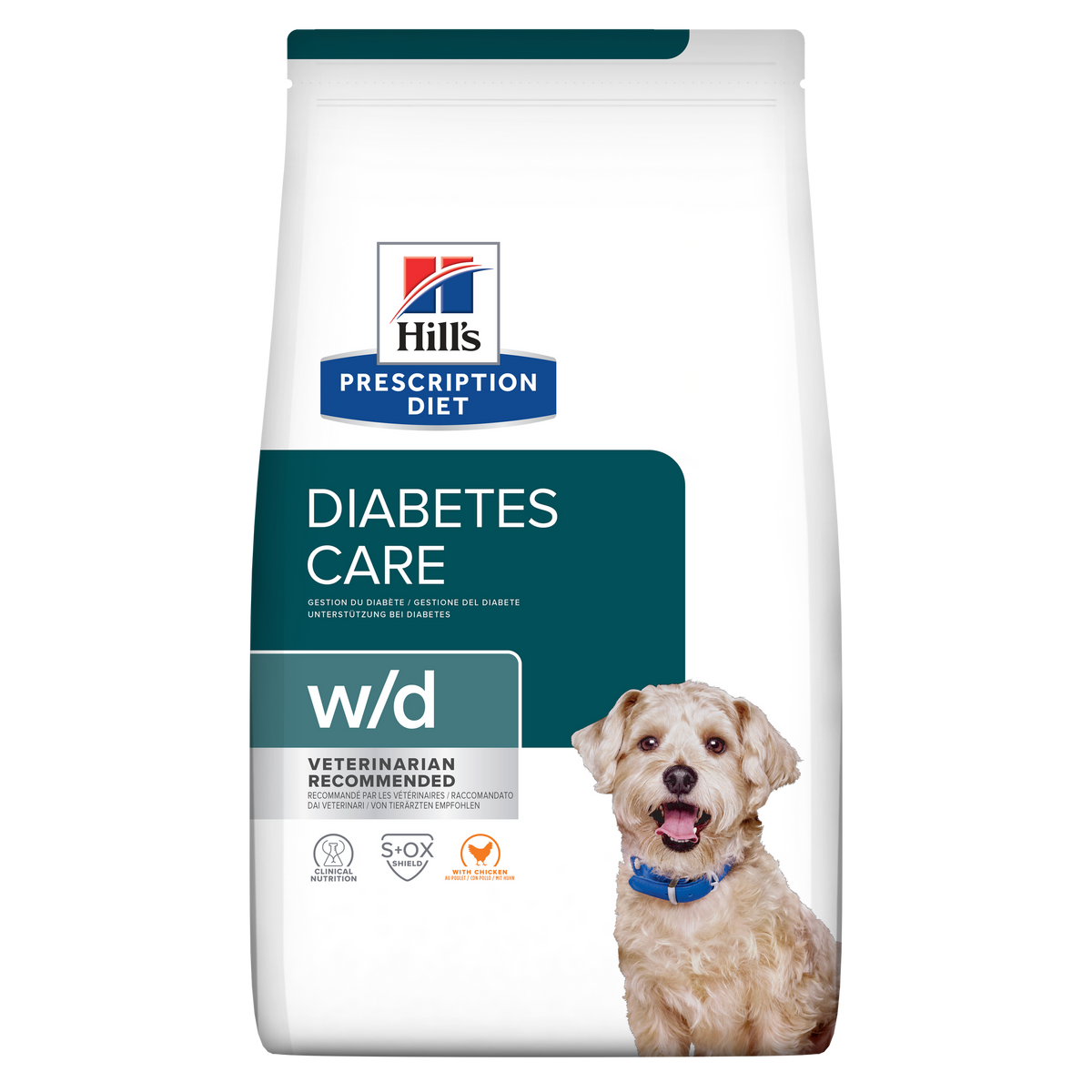 הילס Prescription Diet w/d לכלבים בטעם עוף – איזון סוכר 10 ק״ג