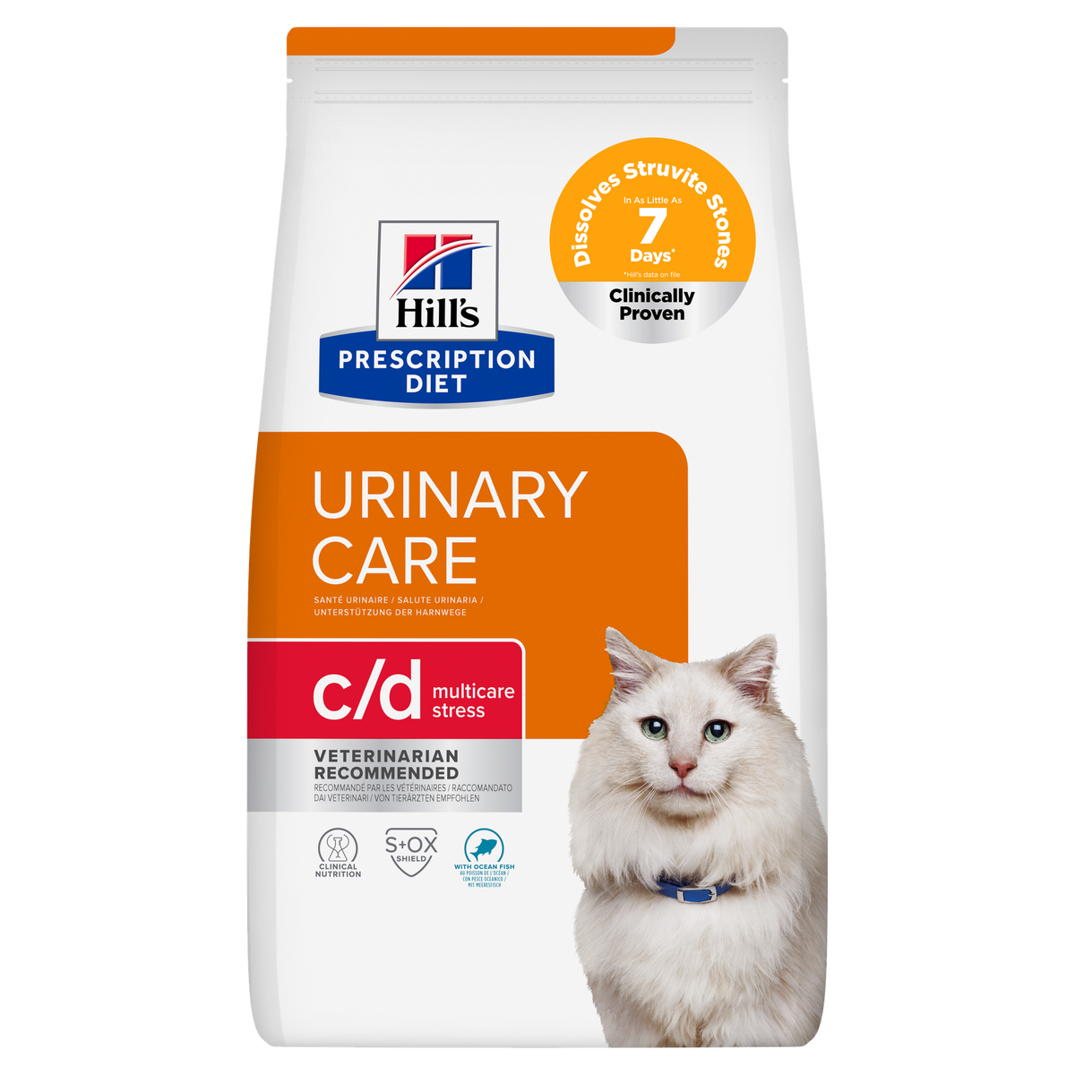 הילס Prescription Diet c/d Multicare Stress לחתולים בטעם דגי ים – דרכי השתן ומתח 8 ק״ג