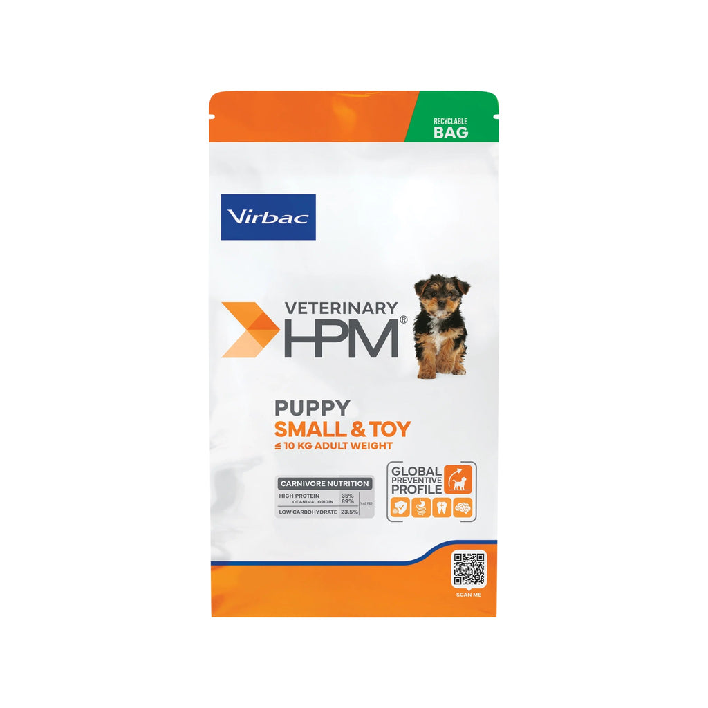Virbac Veterinary HPM Puppy Small &amp Toy – מזון יבש וירבק גורים לכלבים מגזע קטן וזעיר 3 ק״ג